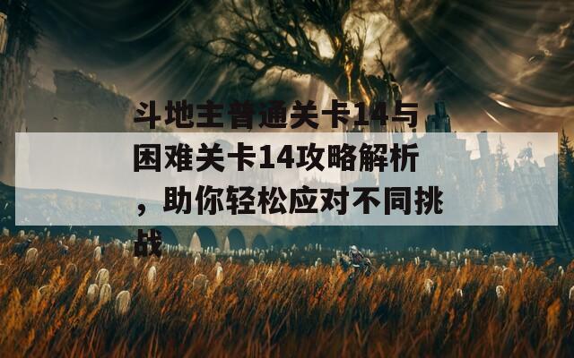 斗地主普通关卡14与困难关卡14攻略解析，助你轻松应对不同挑战