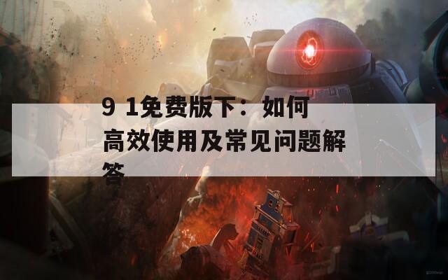 9 1免费版下：如何高效使用及常见问题解答