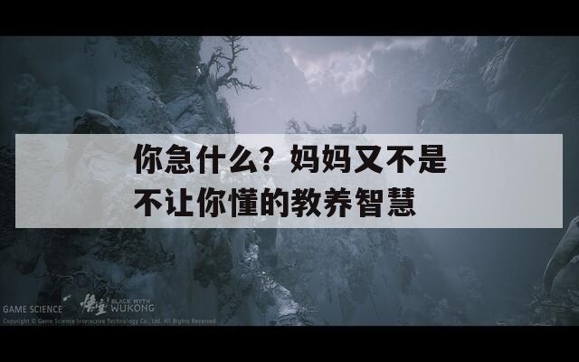 你急什么？妈妈又不是不让你懂的教养智慧