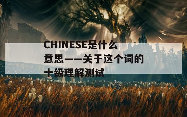 CHINESE是什么意思——关于这个词的十级理解测试