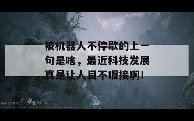 被机器人不停歇的上一句是啥，最近科技发展真是让人目不暇接啊！