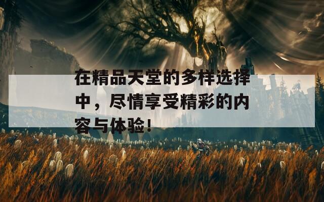 在精品天堂的多样选择中，尽情享受精彩的内容与体验！