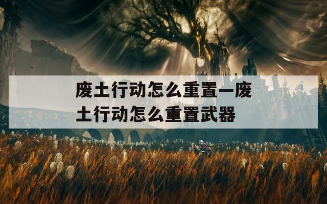 废土行动怎么重置—废土行动怎么重置武器