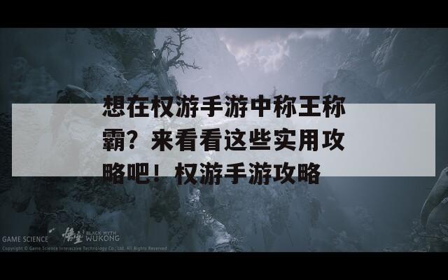 想在权游手游中称王称霸？来看看这些实用攻略吧！权游手游攻略