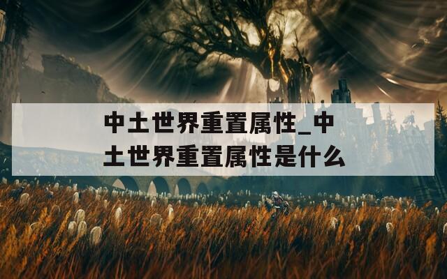 中土世界重置属性_中土世界重置属性是什么