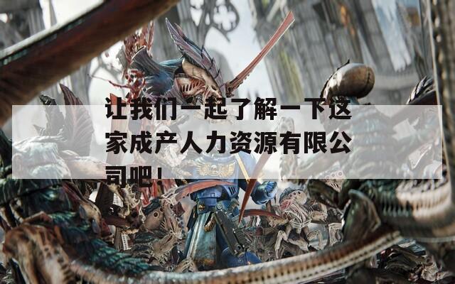 让我们一起了解一下这家成产人力资源有限公司吧！