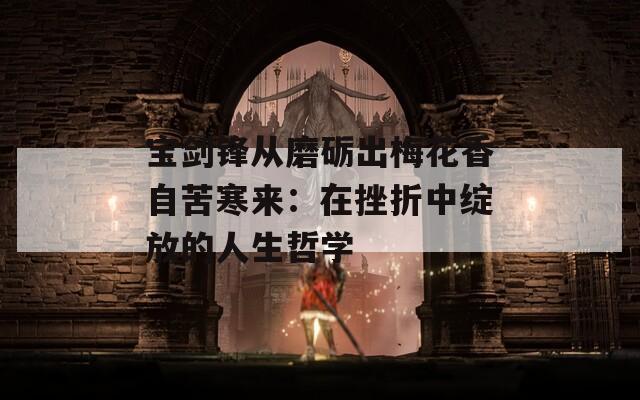 宝剑锋从磨砺出梅花香自苦寒来：在挫折中绽放的人生哲学