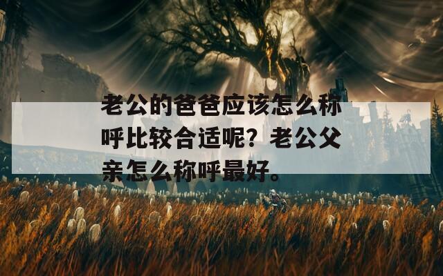 老公的爸爸应该怎么称呼比较合适呢？老公父亲怎么称呼最好。