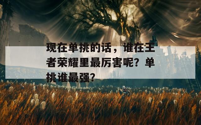 现在单挑的话，谁在王者荣耀里最厉害呢？单挑谁最强？