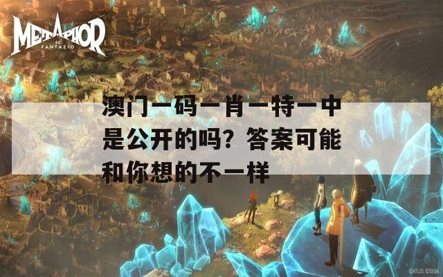 澳门一码一肖一特一中是公开的吗？答案可能和你想的不一样