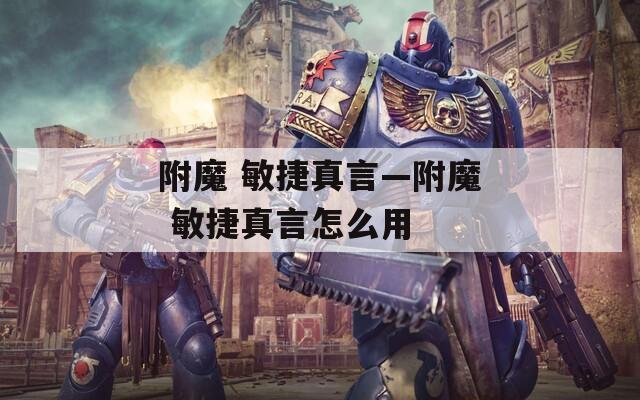 附魔 敏捷真言—附魔 敏捷真言怎么用