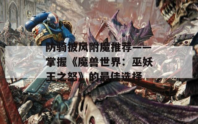 防骑披风附魔推荐——掌握《魔兽世界：巫妖王之怒》的最佳选择