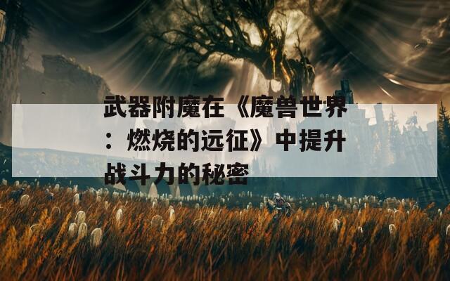 武器附魔在《魔兽世界：燃烧的远征》中提升战斗力的秘密