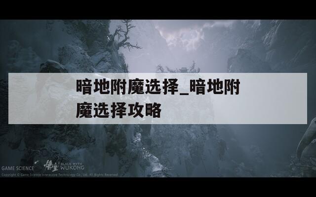 暗地附魔选择_暗地附魔选择攻略