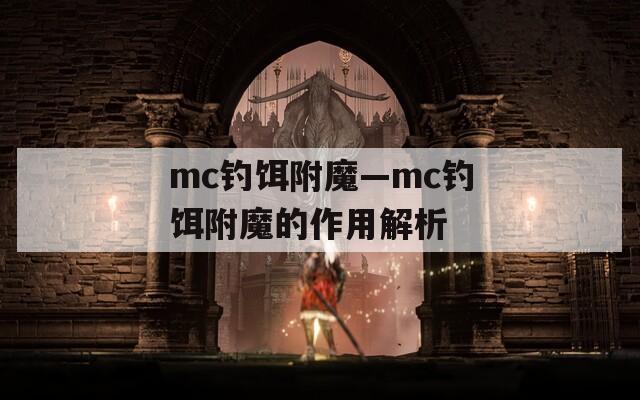 mc钓饵附魔—mc钓饵附魔的作用解析