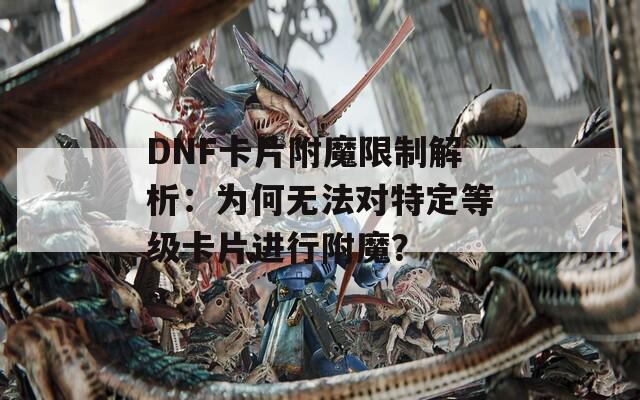 DNF卡片附魔限制解析：为何无法对特定等级卡片进行附魔？