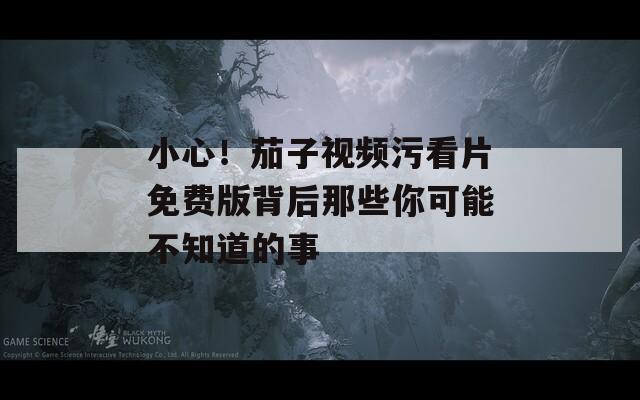小心！茄子视频污看片免费版背后那些你可能不知道的事