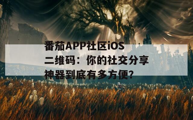 番茄APP社区iOS二维码：你的社交分享神器到底有多方便？