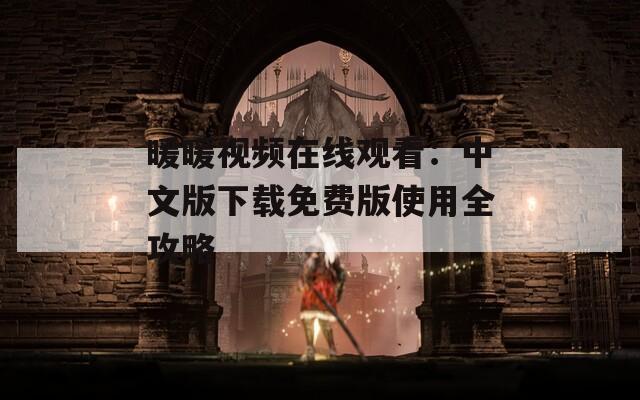 暖暖视频在线观看：中文版下载免费版使用全攻略