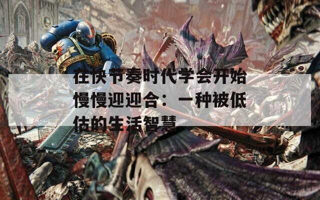 在快节奏时代学会开始慢慢迎迎合：一种被低估的生活智慧