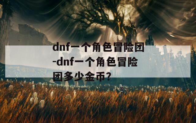 dnf一个角色冒险团-dnf一个角色冒险团多少金币？